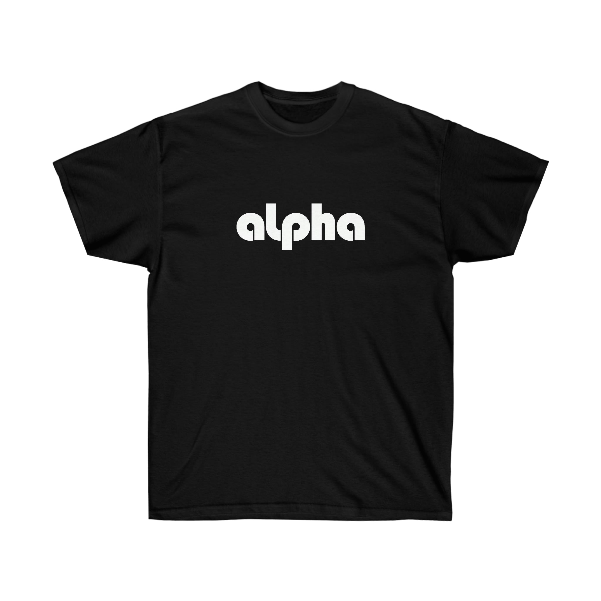 alpha unisex cotton tee - white logo – lowercase alpha clothing
